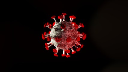 Covid-19. Chinese coronavirus under the microscope. 3d illustration 