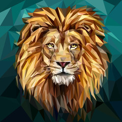 low poly  red lion's head