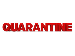 3d quarantine rendered isolated red text