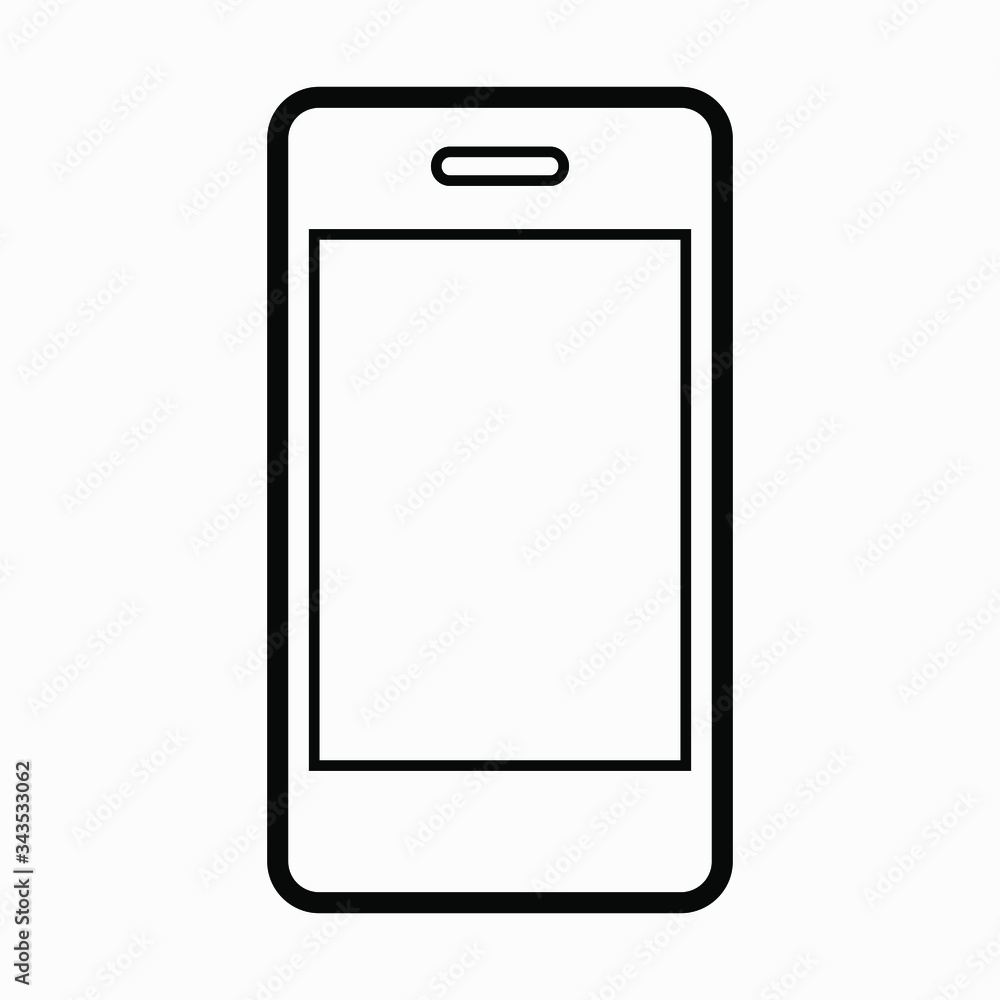 Poster mobile cell phone isolated minimal single flat linear icon for application and info-graphic. commerc