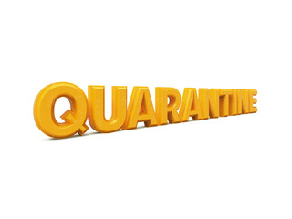 3d quarantine rendered isolated yellow angle text