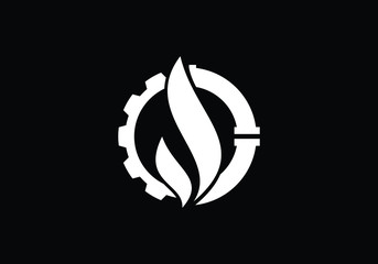 Fire flame icon in a shape of drop. Oil and gas industry logo design concept.