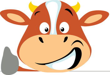 Simple Cow Icon Flat Design Emoticon Vector Illustration Thumb Up