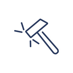 Sledgehammer thin line icon. Construction, blacksmith, destruction isolated outline sign. Repair and maintenance concept. Vector illustration symbol element for web design and apps