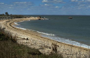 Long Island Sound seen from a beach in the Orient, NY County Park, on the East End of Long Island, NY