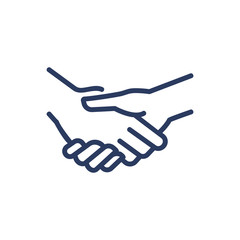 Fototapeta premium Handshaking thin line icon. Partner, help, friendship isolated outline sign. Agreement and cooperation concept. Vector illustration symbol element for web design and apps