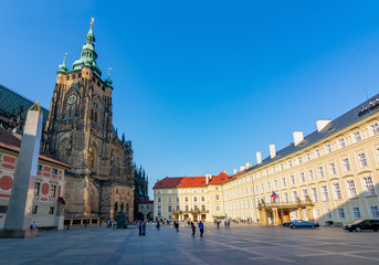 St. Vitus Cathedral and old Royal palace in Prague Castle, Czech Republic
