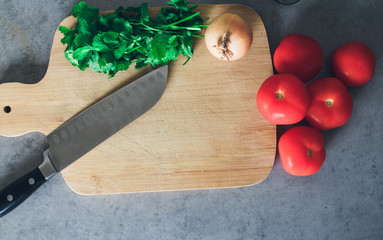 Tomato hash with paprika onion quinoa leaves