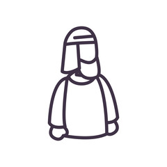 Muslim man avatar line style icon vector design