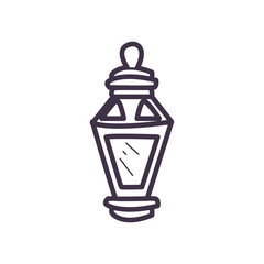 Eid mubarak lantern line style icon vector design