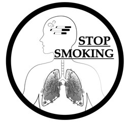 Stop smoking. Watercolor smokers lungs. human body. smoking ban