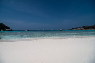 Beautiful view with blue sky and clouds at sunset on Similan island, Similan No.8 at Similan national park, Phuket, Thailand