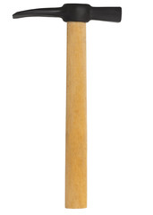 Pickaxe with wooden handle isolated on white background  
