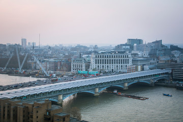 Aerial view of Blackfriars Bridge over the River Thames, London