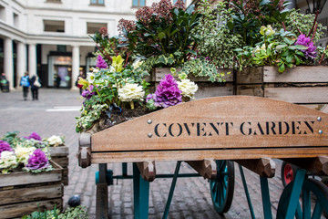 LONDON- Covent Garden district, area of upmarket shops, restaurants and theatres in the West End