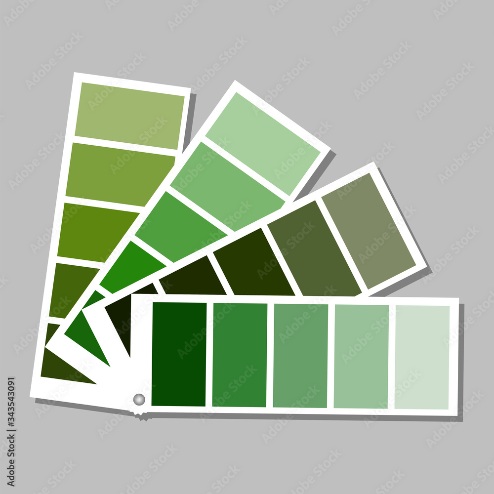 Poster set of palettes of saturated green color of different shades. unique palettes with a green gradient.