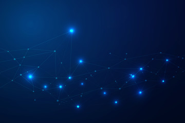 Abstract connecting dots and lines, Polygonal background, technology connection digital data and big data concept, vector illustrator