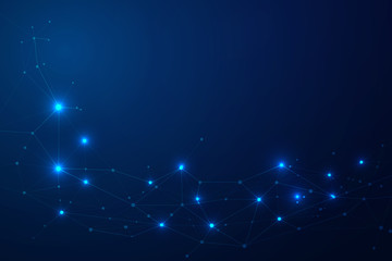 Abstract connecting dots and lines, Polygonal background, technology connection digital data and big data concept, vector illustrator