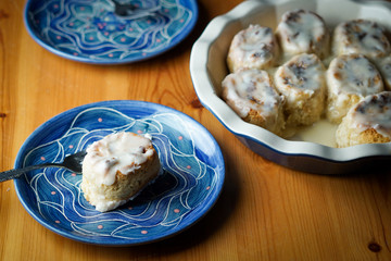 Sticky buns with icing