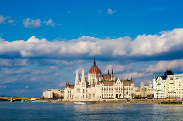 Fototapeta na wymiar The Hungarian Parliament Building in Budapest, Hungary.