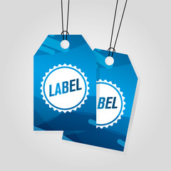blue comercial tags hanging with vibrant color
