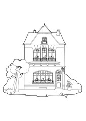 Naklejka premium Drawing of an old house