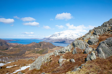 Spring hiking  in the Velfjord mountains, Brønnøy municipality in Northern Norway