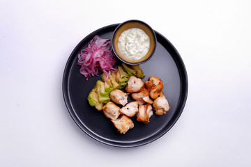 meat pork kebab isolated on white background