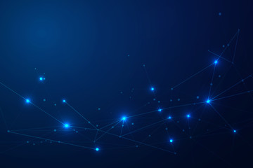 Abstract connecting dots and lines, Polygonal background, technology connection digital data and big data concept, vector illustrator