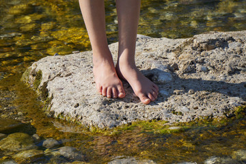 barefoot kid