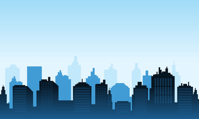 Naklejka premium City of blue color background daylight panorame