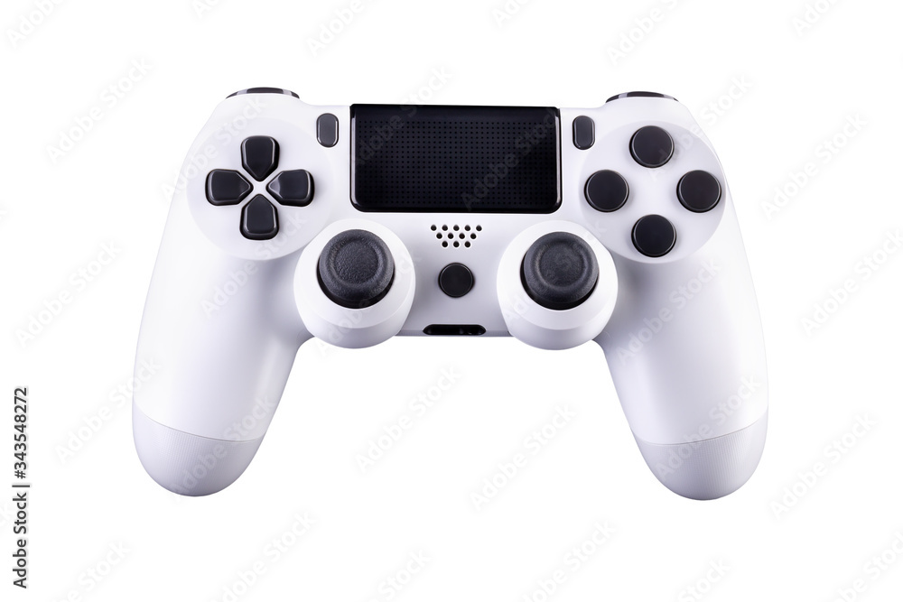 Poster white video game joystick gamepad isolated on a white background