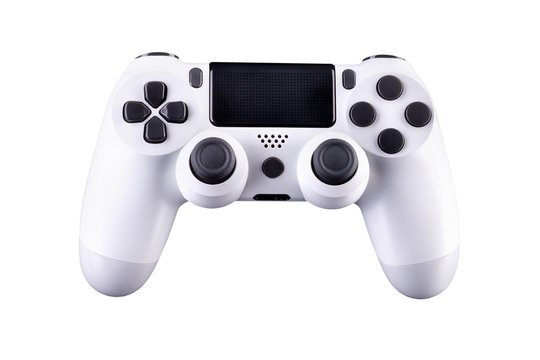 White video game joystick gamepad isolated on a white background