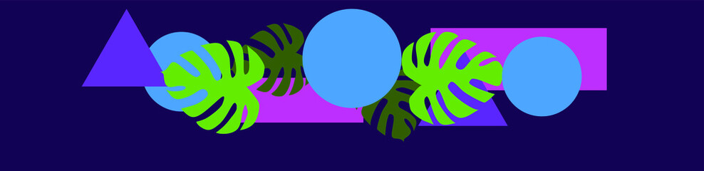 abstract with tropical leaves and geometric shapes
