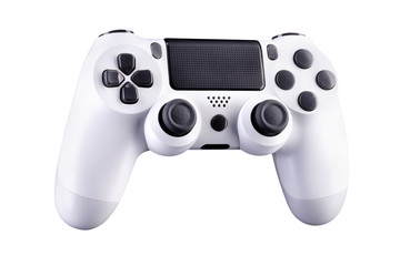 White video game joystick gamepad isolated on a white background
