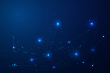 Abstract connecting dots and lines, Polygonal background, technology connection digital data and big data concept, vector illustrator