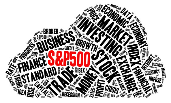 S&P500 index stock market word cloud concept