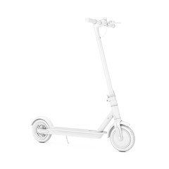 White Modern Eco Electric Kick Scooter in Clay Style. 3d Rendering