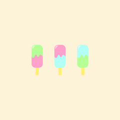 vector illustration set of colorful pastel popsicles