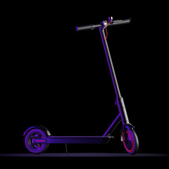 Black Modern Eco Electric Kick Scooter. 3d Rendering