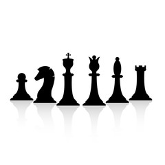 Black chess pieces set. Chess strategy and tactic. Vector illustration isolated on white