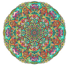 Vector round abstract circle. Mandala style. Decorative element, colored circular design element.