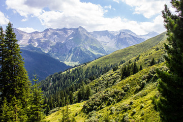 Fototapeta na wymiar View of Mountains above Hintertux in Tyrol, Austria