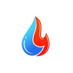 water drop and fire flame combination Icon Vector