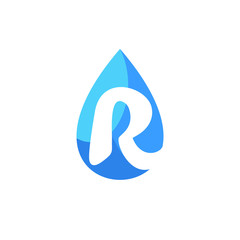 R Letter in Water Drop Icon Vector