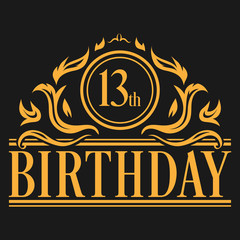 Luxury 13th Birthday Logo illustration vector