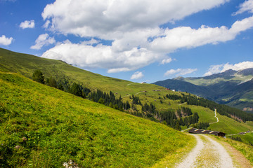 Fototapeta na wymiar Hiking Trail in the Mountains above Tux, Tyrol