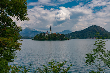 Fototapeta na wymiar lakes and rivers in the woods alpine landscape of Slovenia