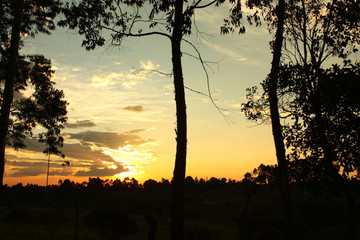 Sunset in the middle of the Colombian tropics. The Sierra Nevada de Santa Marta (Snowy Mountain Range of Saint Martha).