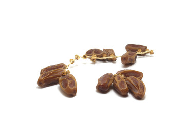 Tunisian dates (kurma tunisia) isolated on white background, perfect for breakfasting during ramadan